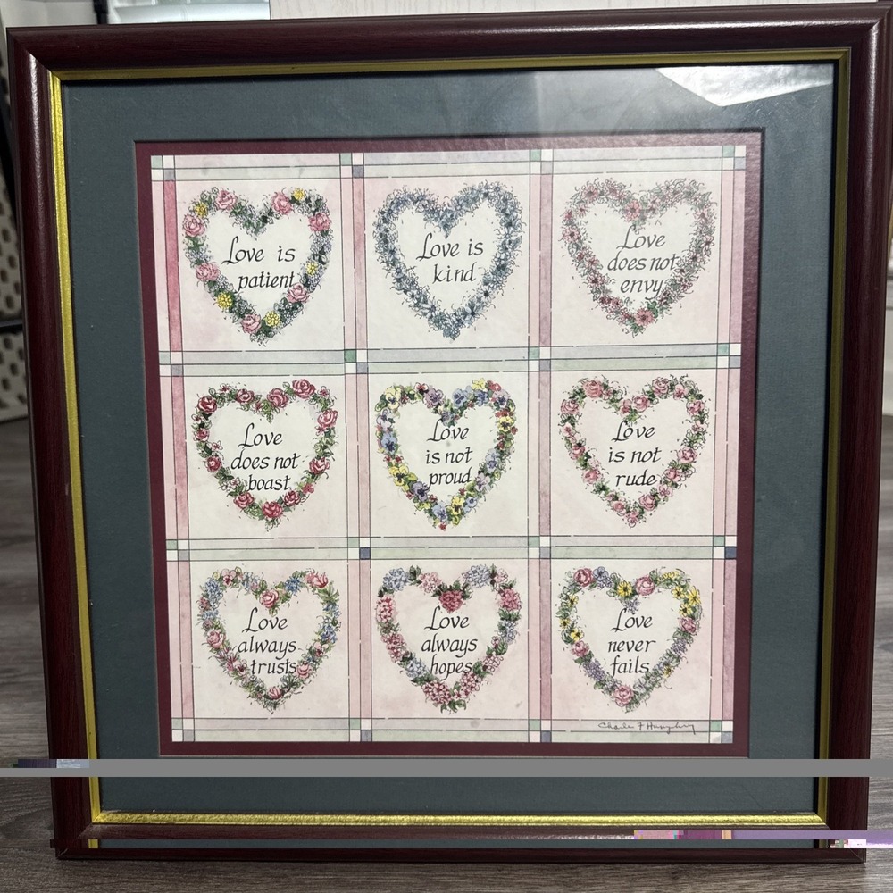 "Love Is" Vintage Framed Print by Charles Humphrey A Definition of Biblical Love